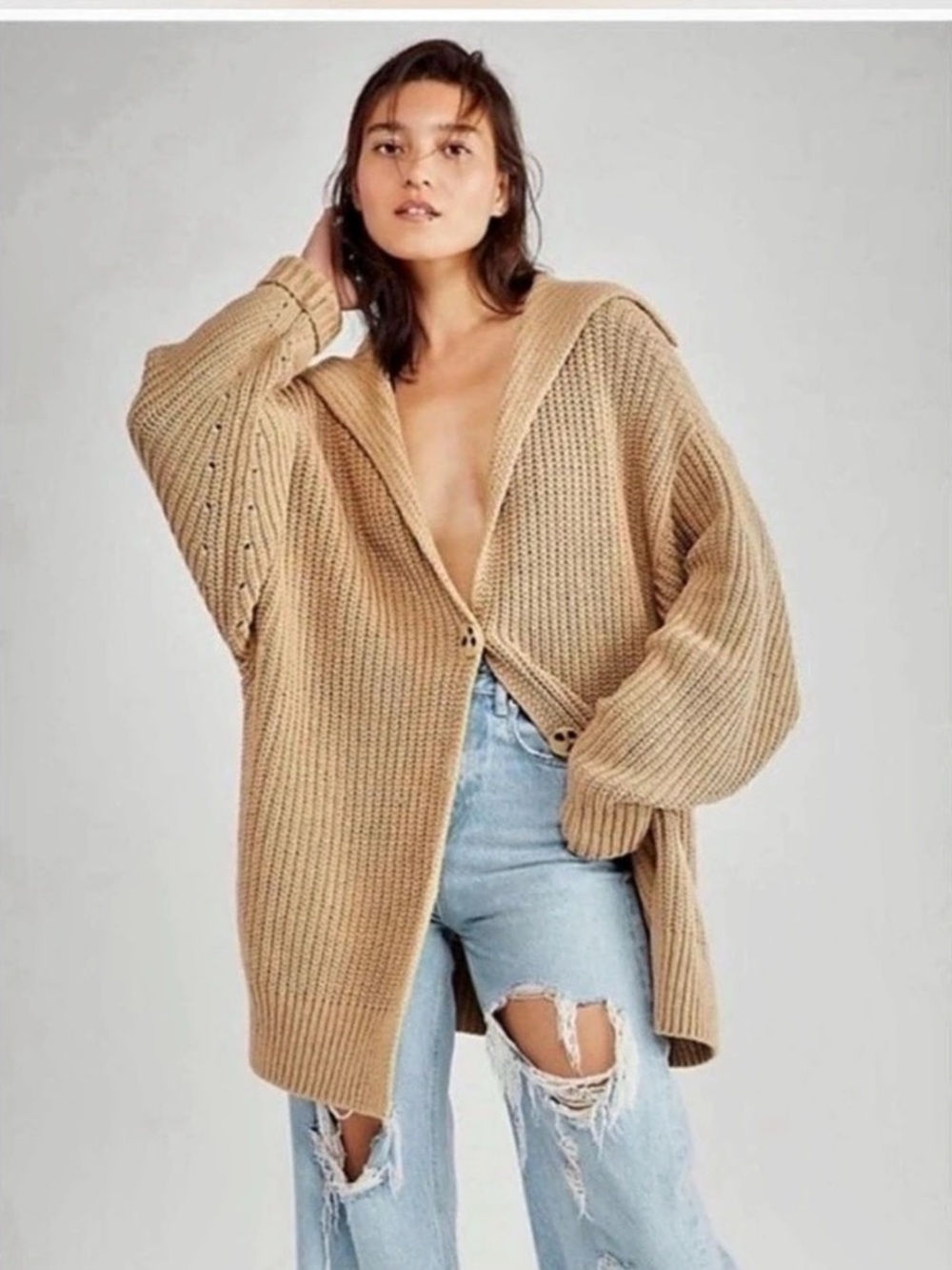 Free People Swim Too Deep Cardi - Tan